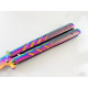 Масивен метален нож пеперуда подходящ за деца и юноши пружинен механизъм Rainbow футуристичен дизайн