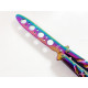 Масивен метален нож пеперуда подходящ за деца и юноши пружинен механизъм Rainbow футуристичен дизайн