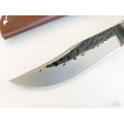 Ръчно направен ловен нож фултанг с D2 стомана и кожена кания