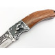 Сгъваем руски джобен нож с гравиран Тайга / Вълк с калъф за колан