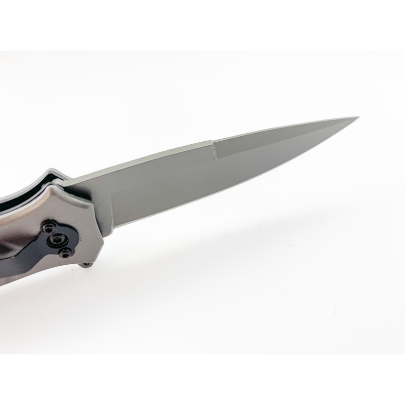 Сгъваем автоматичен нож метален и масивен с карбонови елементи в дръжката Browning F129