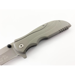 Сгъваем автоматичен нож ,изцяло метален,иноксово сиво покритие