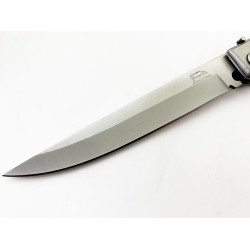 Голям автоматичен нож с алуминиеви чирени на дръжката и текстилен калъф