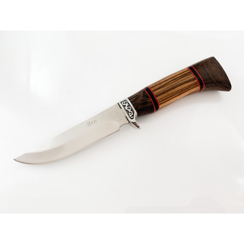 Руски гравиран ловен нож с дървена дръжка - ЛЕВ/ЛЪВ