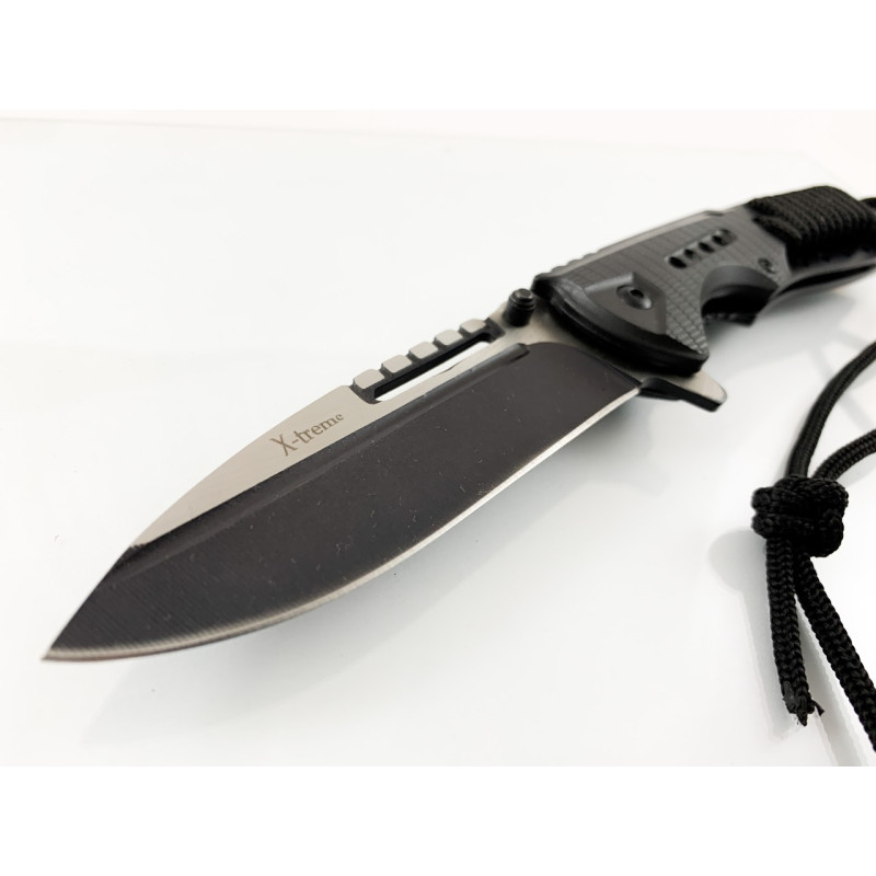 Сгъваем полуавтоматичен джобен нож с оксидирано частично острие - X-treme pocket knife