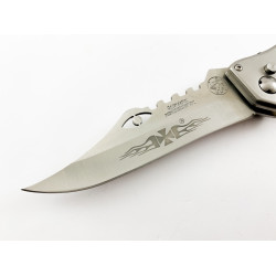 Сгъваем автоматичен джобен нож с камуфлажен калъф за колан