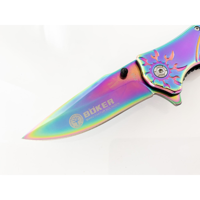 Масивен тежък полуавтоматичен нож цвят хамелеон - Boker F88