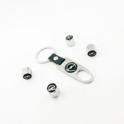 Ключодържател с 4 бр капачки за винтилите Опел/Opel- сребрист цвят