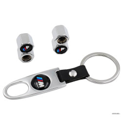 Ключодържател с 4 бр капачки за винтилите/ вентили БМВ/BMW- bmw m power сребрист цвят