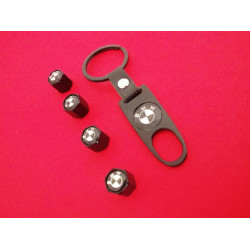 Ключодържател с 4 бр капачки за винтилите/ вентили БМВ/BMW- чернo сребрист цвят