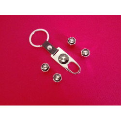 Ключодържател с 4 бр капачки за винтилите/ вентили БМВ/BMW - сребристо черен цвят