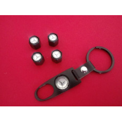 Ключодържател с 4 бр капачки за винтилите/ вентили Мерцедес-Бенц/Mercedes-Benz - черно сребрист цвят