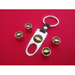 Ключодържател с 4 бр капачки за винтилите/ вентили Шевролет/Chevrolet сребрист цвят