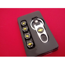 Ключодържател с 4 бр капачки за винтилите/ вентили Шевролет/Chevrolet сребрист цвят