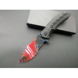 Ловен нож за оцеляване с магнезиева пръчка червен