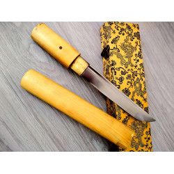 Ръчно кован нож от високо въглеродна стомана танто острие дървен калъф