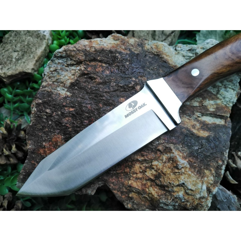 Ловен нож от масивна закалена стомана с махагонова дръжка-Мossy Оak