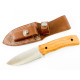 Ловен нож ръчно изработен с месингови нитове и дръжка от черница,кожена кания