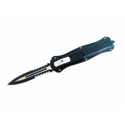 Microtech Black OTF- сгъваем автоматичен нож тип кама с една втора серетирано острие