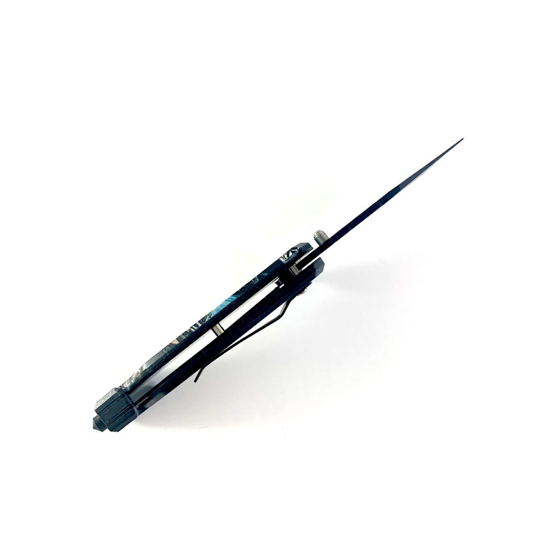 Сгъваем автоматичен нож с 3D print черно Асо Пика,резец за въжета и шип
