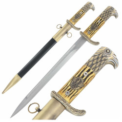 Кинжал хитлеристки  свастика от третия райх с глава месингова на Орел