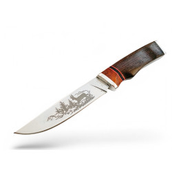 Руски ловен нож с гравиран елен на острието стомана 65х13
