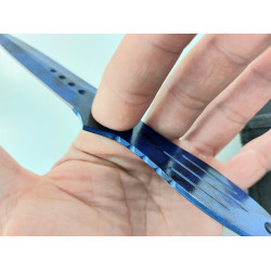 Двуостра кама шурикен кунай за хвърляне син цвят с отвор за пръста model Breaker