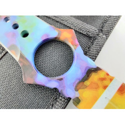 Двуостра кама шурикен кунай за хвърляне шарен цвят с отвор за пръста model Breaker