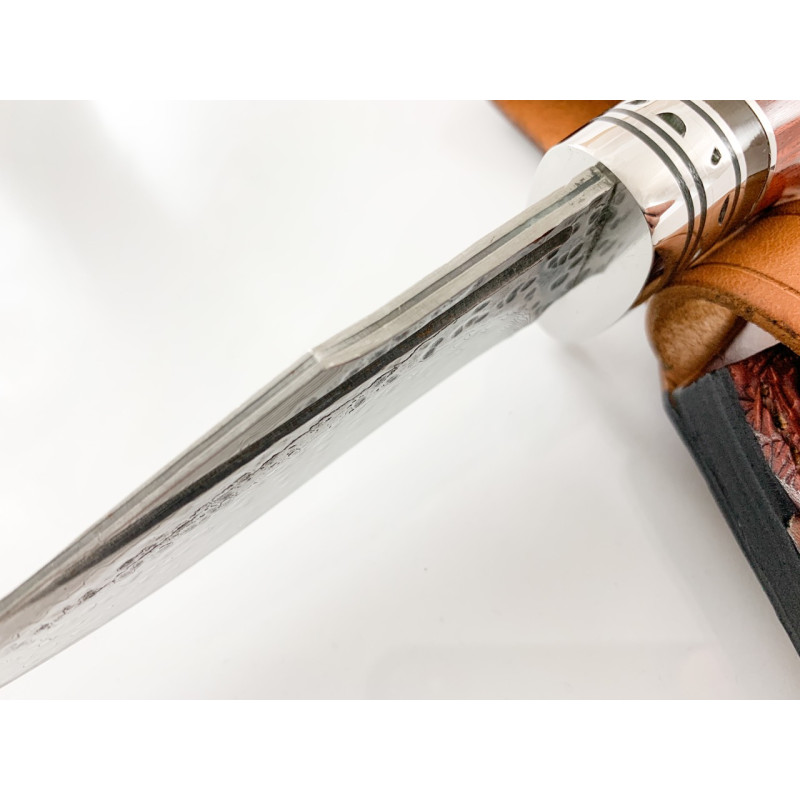 Класически ловен нож от японска дамаска стомана , Абаносово дърво