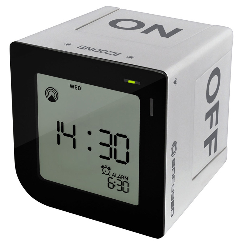 Activation of the alarm by flipping the clock