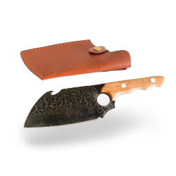 Тактически нож мултифункционален ловен сатър кован фултанг с дървена дръжка