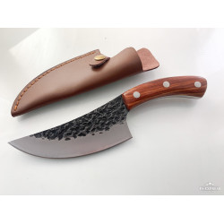 Ловен нож ръчно направен от кована стомана извито острие подходящ за дране