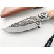 Ловен нож подходящ за дране от цяло парче стомана с гравиран Тигър на гарда