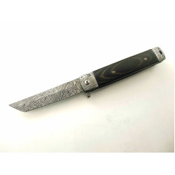 Сгъваем автоматичен джобен нож танто острие шарка имитация на дамаска стомана Vipever