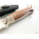 Руски гравиран ловен нож с махагонова дръжка и месингов гард Пантера сталъ 65х13