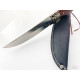 Руски гравиран ловен нож с махагонова дръжка и месингов гард Пантера сталъ 65х13
