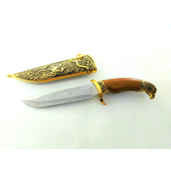 Сувенирен ловен нож Орел с месингови гардове и калъф