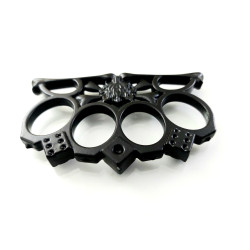 Масивен голям метален бокс за колекция с черно тефлоново покритие инкрустиран вълк