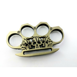 Масивен голям метален бокс за колекция златист цвят инкрустирани черепи