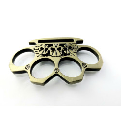 Масивен голям метален бокс за колекция златист цвят инкрустирани черепи