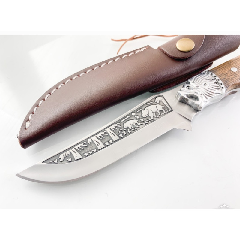 Руски ловен нож фултанг Лъв стомана 65х13 и кожена кания