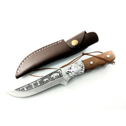 Руски ловен нож фултанг Лъв стомана 65х13 и кожена кания