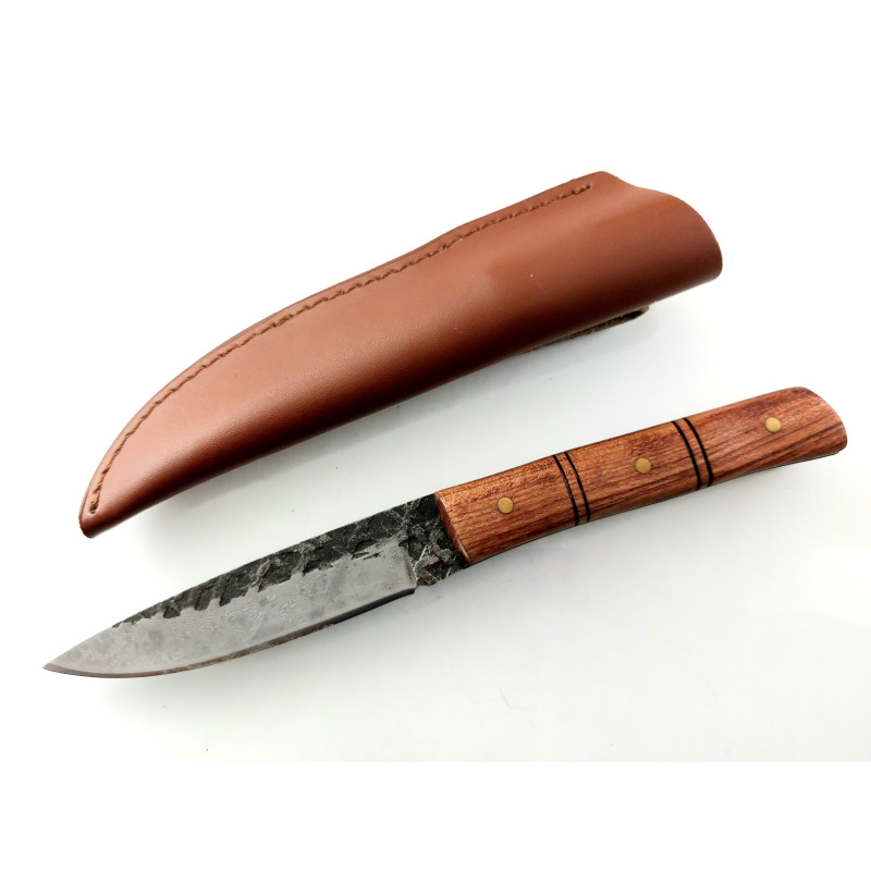 Ръчно кован ловен нож фултанг шарка имитираща дамаската стомана