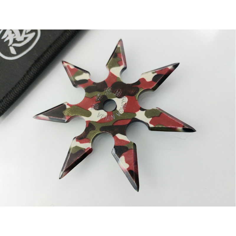 Шурикен звезда с калъф маскировъчен цвят седем върха/остриета