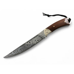 Руски ловен нож Пантера с гравирани флорални елементи на острието стал 65х13 Руски ловен нож Пантера с гравирани флорални елементи на острието стал 65х13