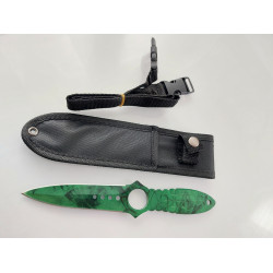 Двуостра кама шурикен кунай за хвърляне зелен цвят с отвор за пръста model Breaker