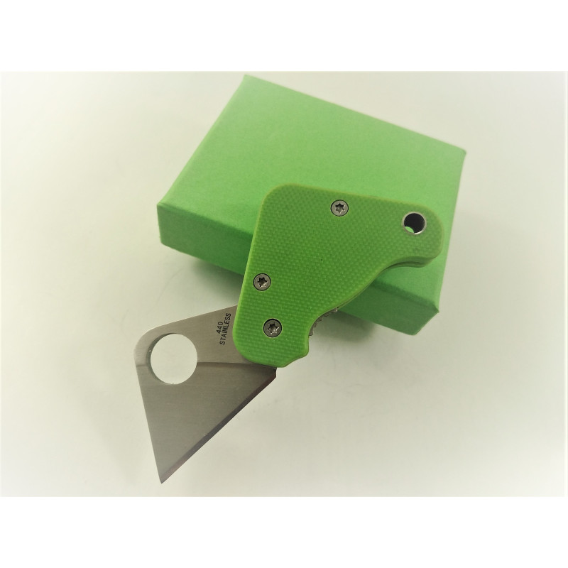 Малко мини джобно ножче green color с клипс за колан дизайн зaимстван от Spyderco