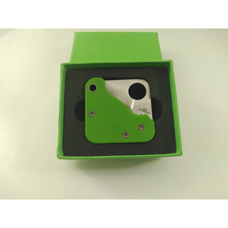 Малко мини джобно ножче green color с клипс за колан дизайн зaимстван от Spyderco