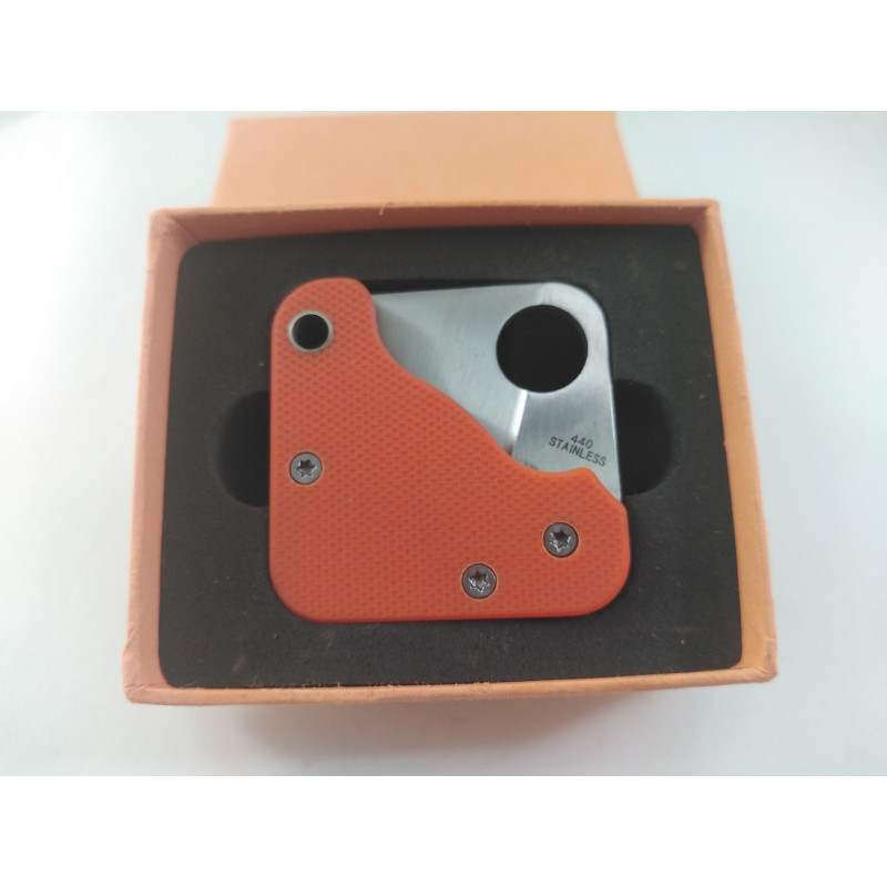 Малко мини джобно ножче orange color с клипс за колан дизайн зaимстван от Spyderco