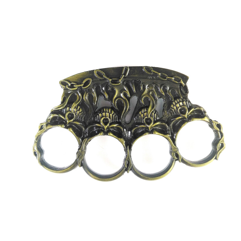 Масивен метален винтидж бокс за самозащита или колекция с черепи и пламъци